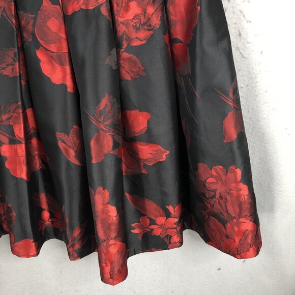 Tommy Hilfiger Dress Women 12 Red Black Jacquard Dark Floral Shiny Event NEW - Picture 16 of 16